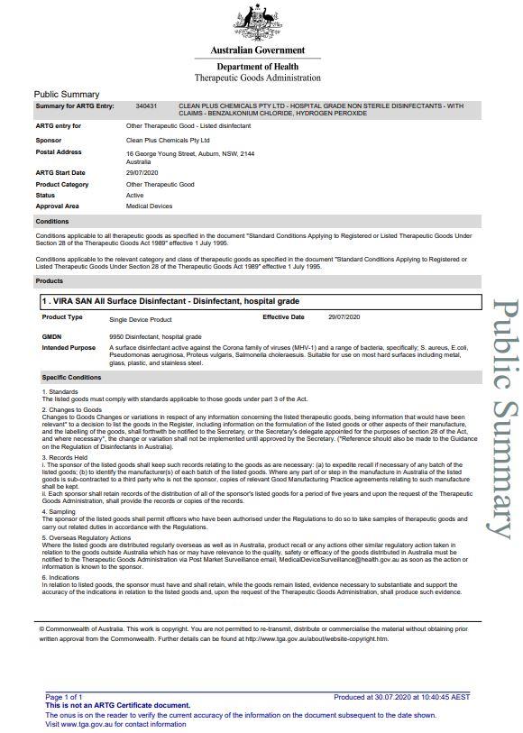 Virasan Hospital Grade Disinfectant 500 ml