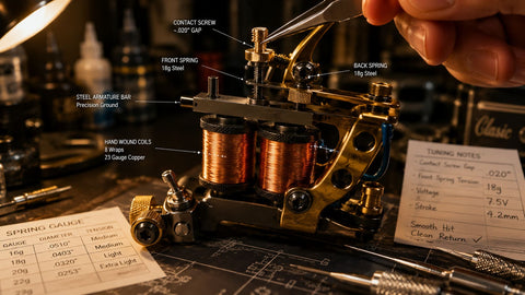 Use of Front Springs, Back Springs, and Contact Screws in Coil Machine Tuning