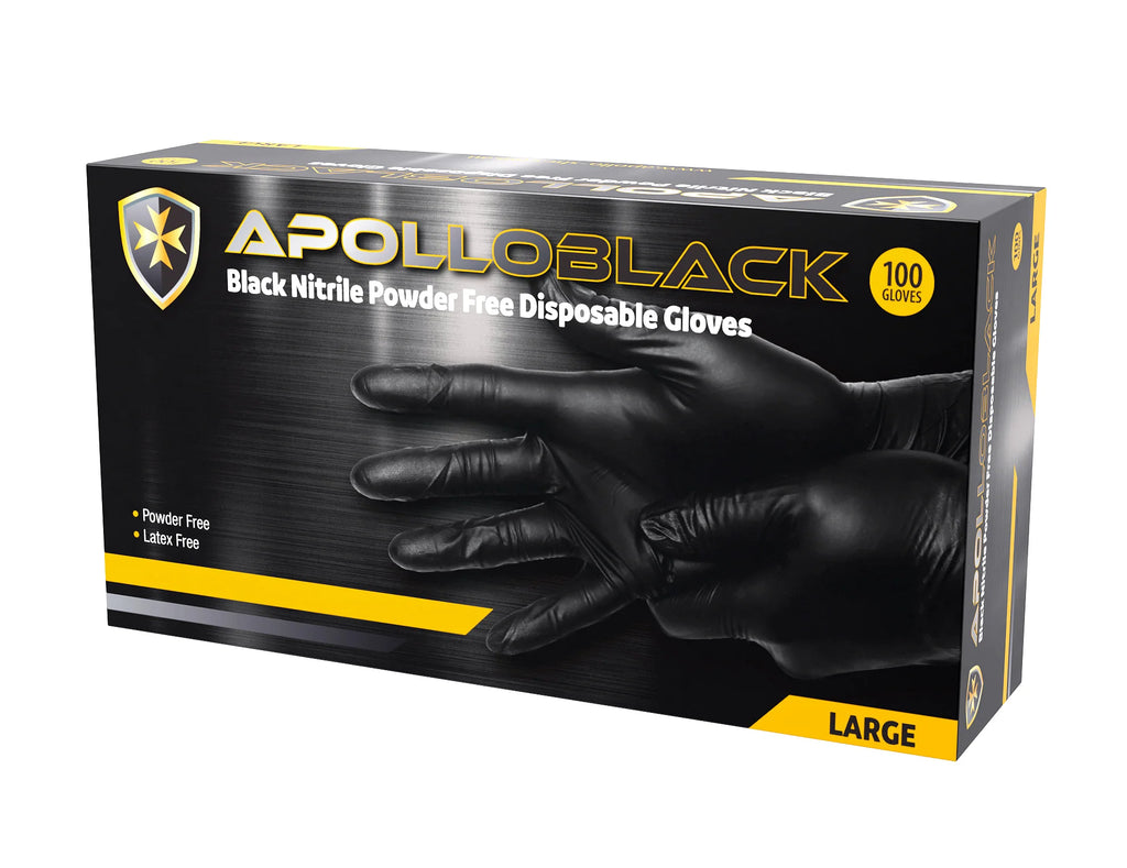 Black Nitrile Powder Free Gloves Apollo (carton of 10 boxes)
