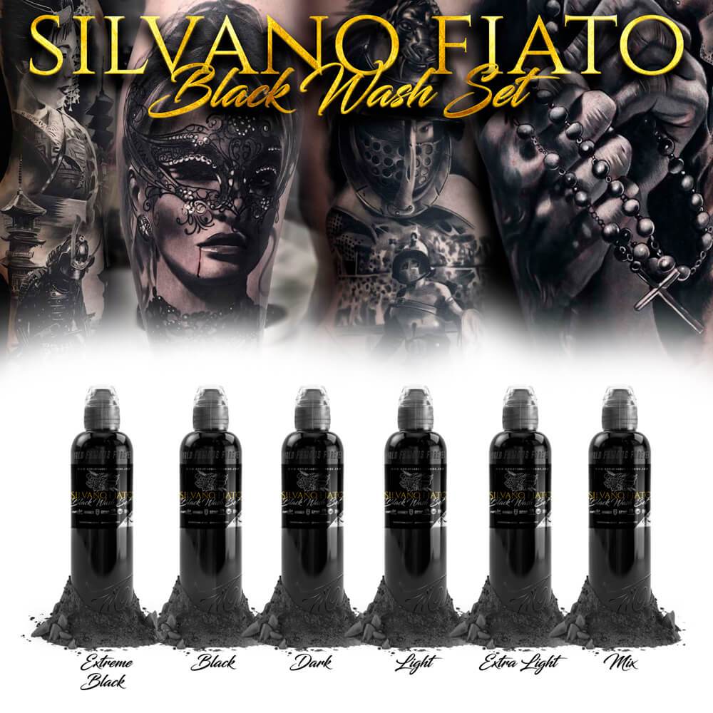 World Famous 6 bottles Silvano Fiato Black Wash set 1oz